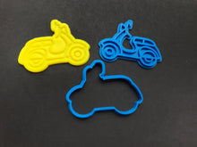 Load image into Gallery viewer, bike cookie cutter stamp bicycle bmx high wheel bike motorbike scooter fondant embosser cake tool scooter
