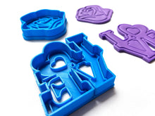 Load image into Gallery viewer, valentine's day cookie cutter stamp love rose key lock bear heart fondant embosser