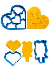 Load image into Gallery viewer, valentine's day cookie cutter stamp love heart puzzle side rose cutter stylish heart cutter cake decoration all 3