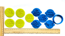 Load image into Gallery viewer, happy birthday thank you oh baby merry christmas congrats 5 x mini cookie stamp fondant package biscuit pastry cupcake fondant baking tools 5cm in diameter / yes