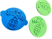 Load image into Gallery viewer, funny happy easter stamp cookie fondant clay tools - eggcited - carrot wait easter