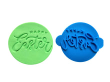 Load image into Gallery viewer, funny happy easter stamp cookie fondant clay tools - eggcited - carrot wait easter happy easter