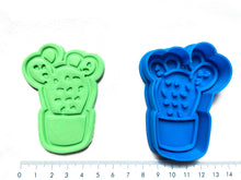 Load image into Gallery viewer, cactus cookie cutter embosser succulent in the pot - mexician theme potted succulent