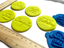 Load image into Gallery viewer, happy birthday thank you oh baby merry christmas congrats 5 x mini cookie stamp fondant package biscuit pastry cupcake fondant baking tools