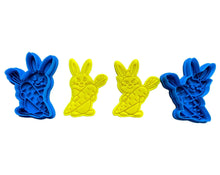 Load image into Gallery viewer, easter boy girl bunny cookie cutter and stamp fondant embosser bake tool clay tool