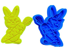 Load image into Gallery viewer, easter boy girl bunny cookie cutter and stamp fondant embosser bake tool clay tool