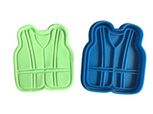 Load image into Gallery viewer, construction theme cookie cutter and embosser - road cone, dump truck, excavator, vest, helmet and concrete mixer/cement truck vest