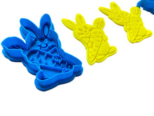 Load image into Gallery viewer, easter boy girl bunny cookie cutter and stamp fondant embosser bake tool clay tool