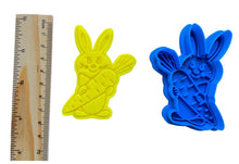 Load image into Gallery viewer, easter boy girl bunny cookie cutter and stamp fondant embosser bake tool clay tool