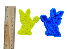 Load image into Gallery viewer, easter boy girl bunny cookie cutter and stamp fondant embosser bake tool clay tool