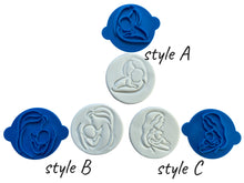 Load image into Gallery viewer, mother baby cuddle cookie stamp illustrations linear silhouette