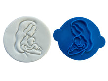 Load image into Gallery viewer, mother baby cuddle cookie stamp illustrations linear silhouette