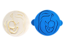 Load image into Gallery viewer, mother baby cuddle debosser cookie stamp illustrations linear silhouette style b
