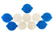 Load image into Gallery viewer, mother baby cuddle debosser cookie stamp illustrations linear silhouette all 5