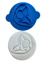Load image into Gallery viewer, mother baby cuddle cookie stamp illustrations linear silhouette