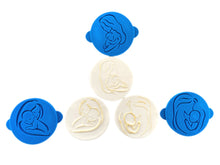 Load image into Gallery viewer, mother baby cuddle debosser cookie stamp illustrations linear silhouette 3 maternal debossers