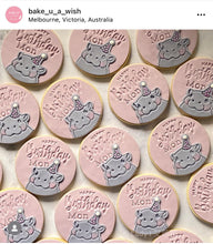 Load image into Gallery viewer, Party hippo cookie cutter stamp party hat