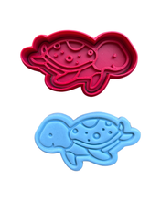 Load image into Gallery viewer, Ocean theme animals cookie cutter fondant embosser - Octopus Dolphin Seahorse Turtle Whale Crab