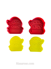 Load image into Gallery viewer, christmas elf cookie cutter elfman elfwoman cookie cutter stamp personalized space cutter diy tools clay soap 2 elf cutter stamp set
