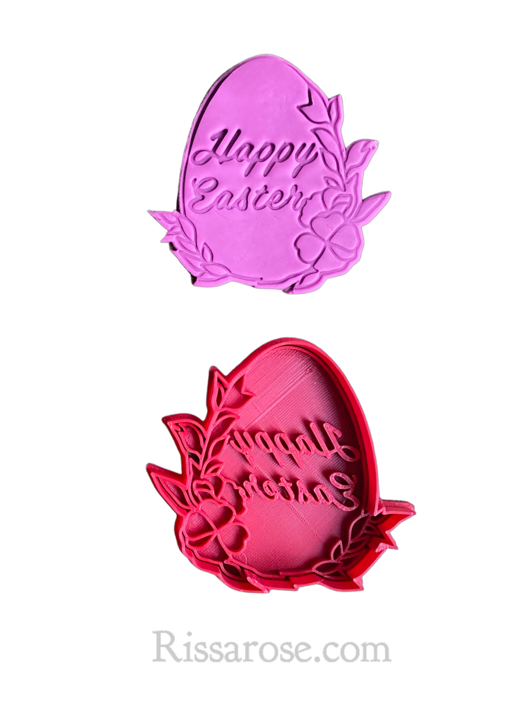 floral easter theme cookie cutter stamp - rabbit ears floral egg happy easter pyo cookie floral egg happy easter