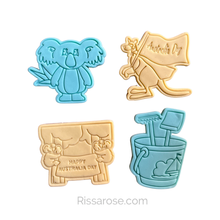 Load image into Gallery viewer, Happy Australia day theme cookie cutter stamp -kangaroo,koala, summer beach bucket