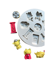 Load image into Gallery viewer, Chinese New Year Silicone Mould 2 money treasure bowl Gold ingot goldfish red evenlope China