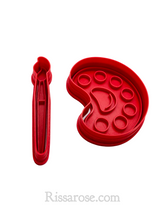 Load image into Gallery viewer, school elements cookie cutter stamp - art brush, paint pallet, notebook, scissors and magnify