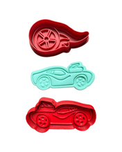Load image into Gallery viewer, Racing car cookie cutter wheels on fire