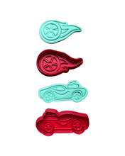 Load image into Gallery viewer, Racing car cookie cutter wheels on fire