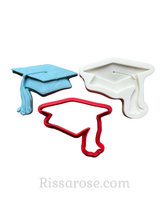 Load image into Gallery viewer, graduation hat silicone mould diploma scroll matching cutter big hat cutter