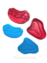 Load image into Gallery viewer, sausage steak cookie cutter stamp t bone steak father's day hotdog