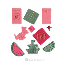 Load image into Gallery viewer, Vietnamese New Year Set Tet Cookie Cutter Stamp Floral Cat Watermelon Lantern Bamboo Sticky rice Bánh Chưng
