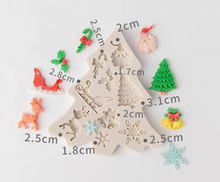 Load image into Gallery viewer, christmas elements silicone mould tree candy cane sleigh snow bell santa holly leaves
