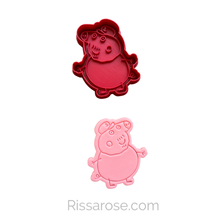 Load image into Gallery viewer, Pig Cookie Cutter Stamp Peppa George