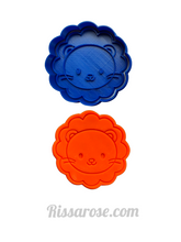 Load image into Gallery viewer, safari zoo animals cookie cutters and stamps -zebra giraffe monkey lion tiger penguin panda lion