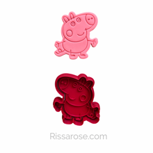 Load image into Gallery viewer, Pig Cookie Cutter Stamp Peppa George