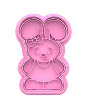 Load image into Gallery viewer, Cute bunny girl cookie cutter stamp Easter rabbit lady dress