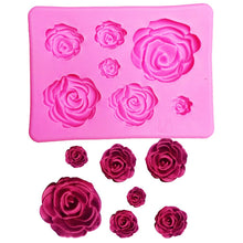 Load image into Gallery viewer, 7 assorted roses silicone cake fondant sugarcraft soap floral theme