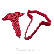 Load image into Gallery viewer, medical symbol caduceus cookie cutter stamp cake topper
