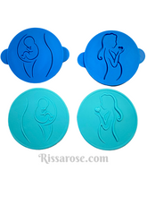 Load image into Gallery viewer, illustrations linear pregnancy cookie debosser - pregnant mum and baby in the tummy - baby shower both