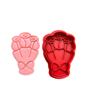Load image into Gallery viewer, Rose Bouquet Cookie Cutter Stamp Valentine's day Wedding Mother's day