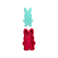 Load image into Gallery viewer, Cute boy girl bunny Cookie Cutter Debosser Easter overall egg carrot