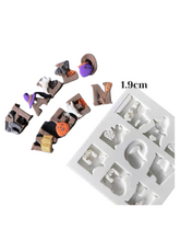 Load image into Gallery viewer, halloween alphabet silicone mould ghost pumpkin witch hat black cat