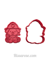 Load image into Gallery viewer, fire fighter cookie cutter truck engine fireman fondant embosser stop sign rescue dog