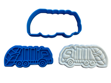 Load image into Gallery viewer, garbage truck cookie cutter - garbage truck -birthday cookie embosser