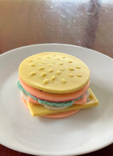 Load image into Gallery viewer, burger cookie cutter kit father’s day bun egg bacon tomato pickles meat cheese