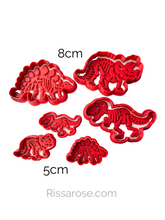 Load image into Gallery viewer, Dinosaurs cookie cutter stamp Skeleton T-Rex Stegosaurus Brontosaurus tricerstops