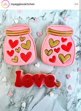 Load image into Gallery viewer, Valentine's Day cookie cutter rainbow jar heart wreath