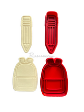 Load image into Gallery viewer, school bag and pencil cookie cutter back to school thank you teacher both