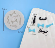 Load image into Gallery viewer, movember men mental health awareness cookie stamp moustache silicone mould bow tie moustache mini mould